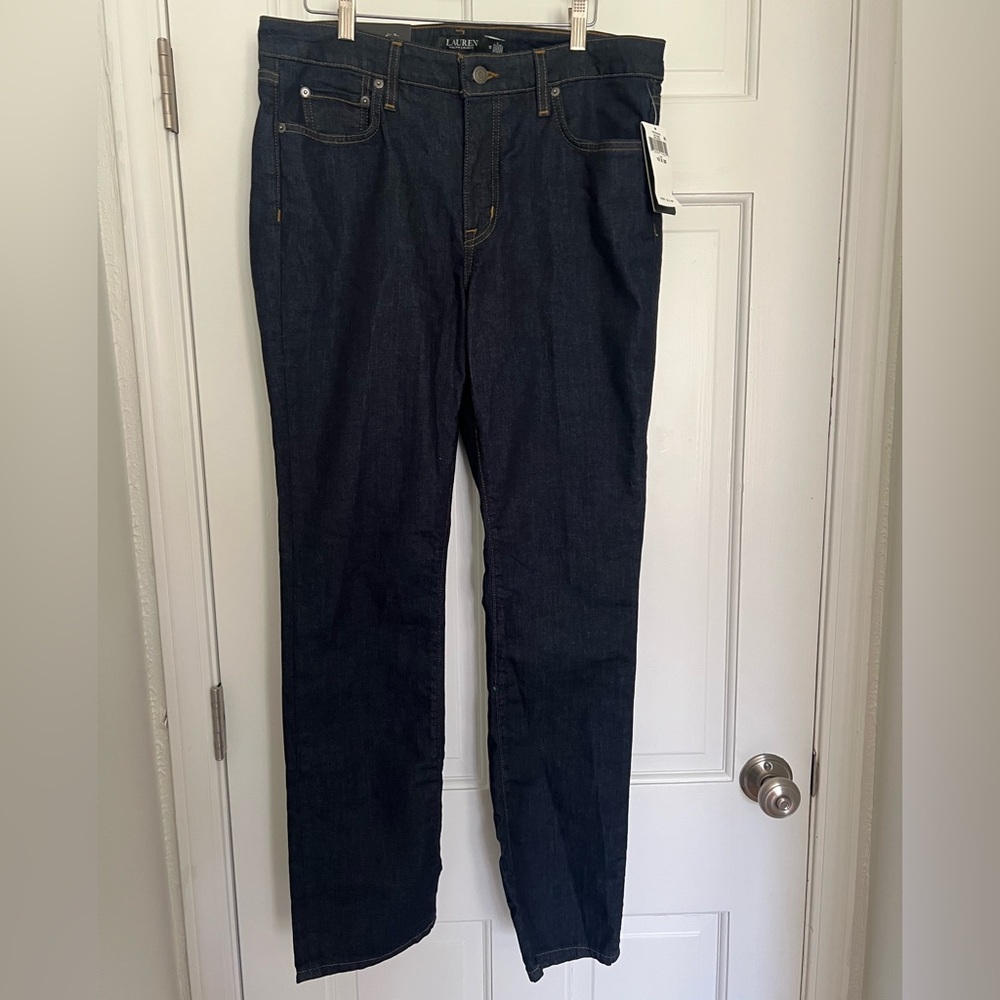 Ralph Lauren mid-rise straight leg Dark Rinse Jeans 12x32 super stretch nwt
